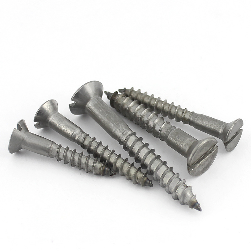 Tornillo para madera de acero inoxidable avellanado con ranura